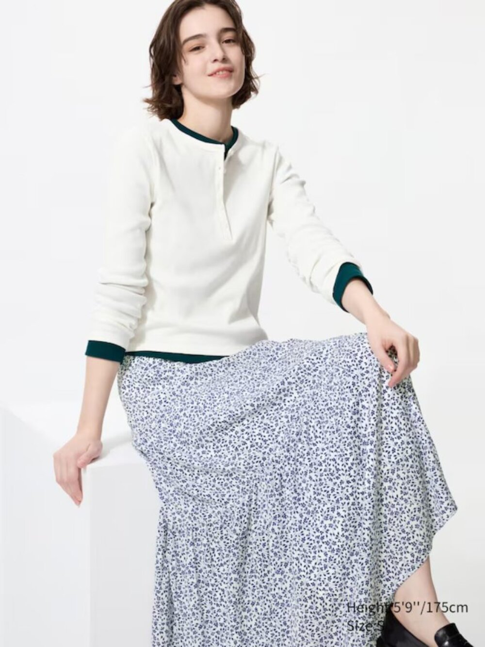 Uniglo Blue Tiered Maxi Skirt. small